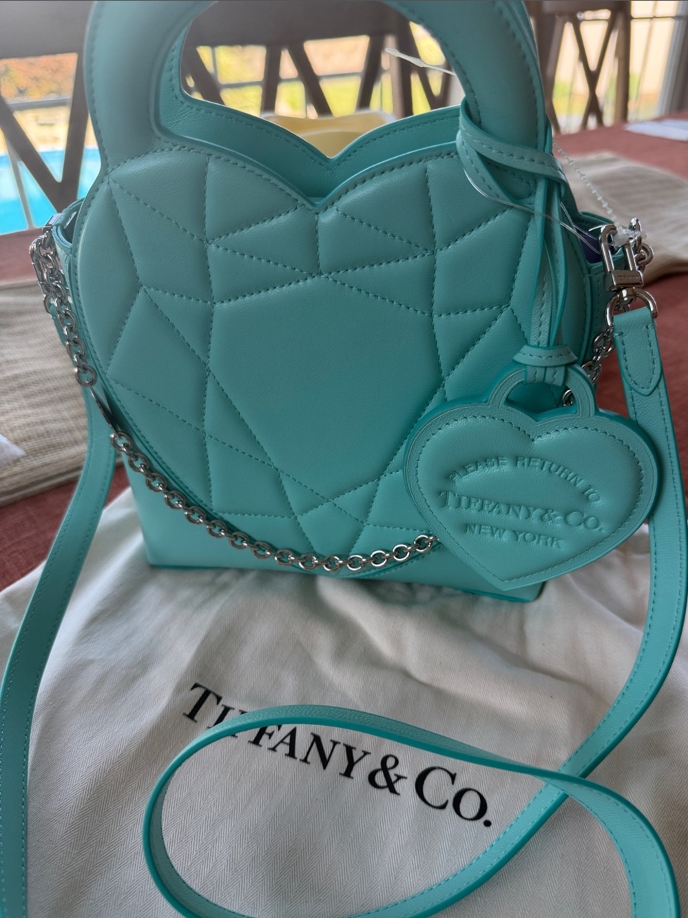 Tiffany & Co. Quilted Heart Crossbody Satchel in Tiffany Blue